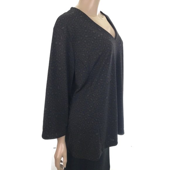 Venezia Size 18/20 Top Blouse Brown & Black V-Neck Polyester 3/4 Sleeve - Picture 3 of 5